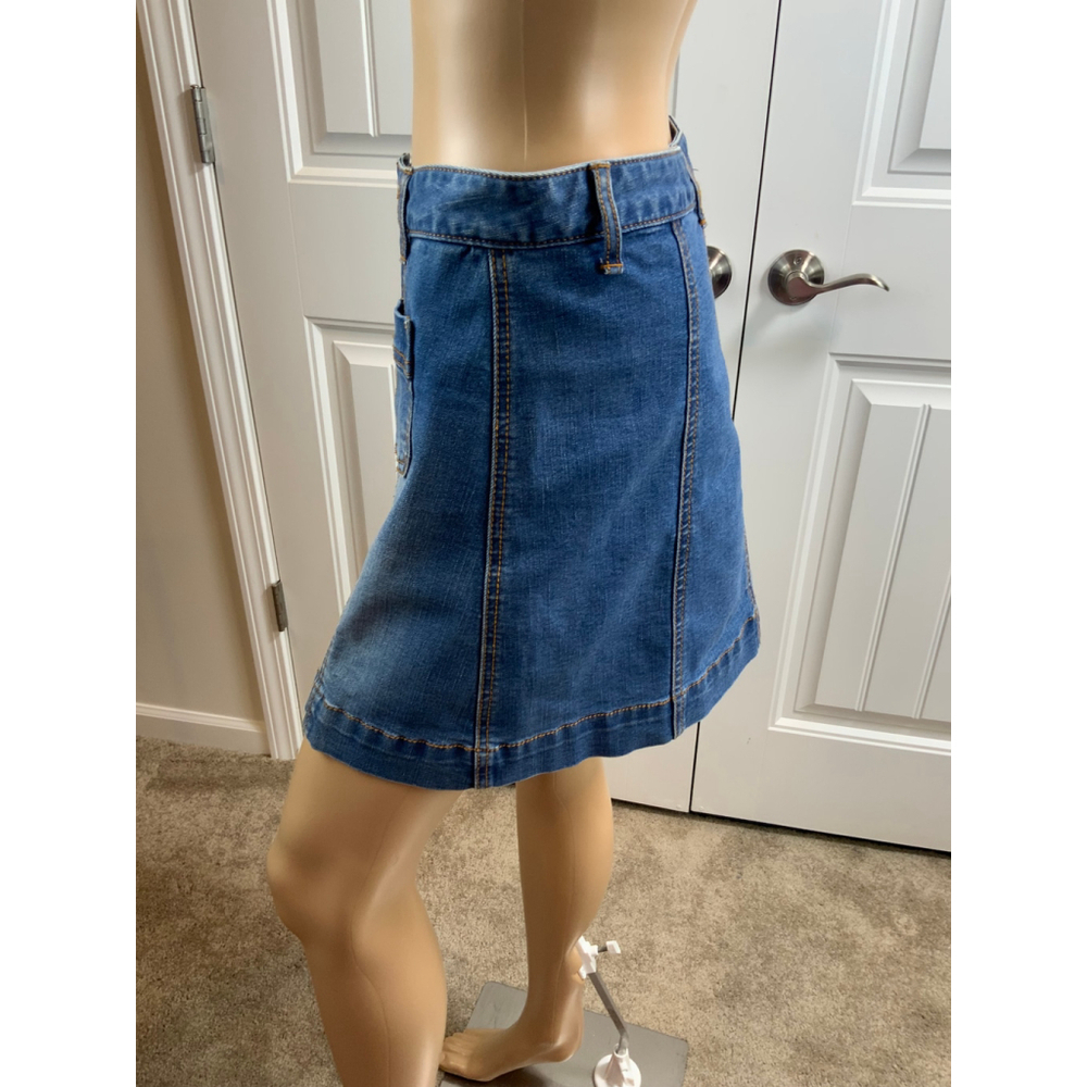 American Rag Women's Denim Button Down Skirt 5 Faded Blue Cottagecore Retro Y2K - Picture 6 of 11